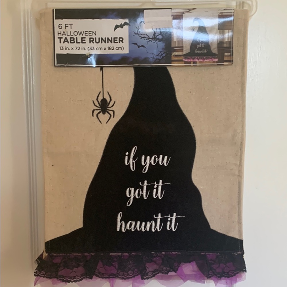 Halloween Table Runner with Witch Hat Design